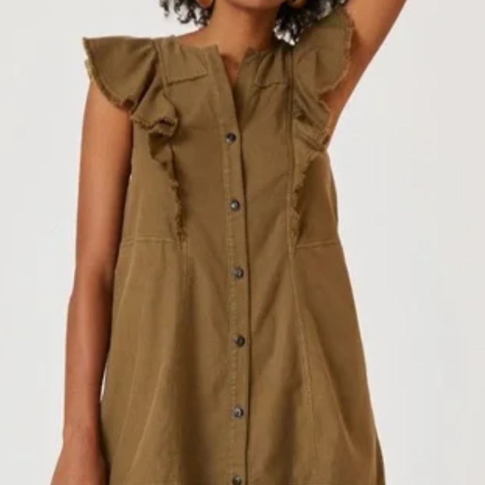 Anthropology Pilcro Button Fringe Dress